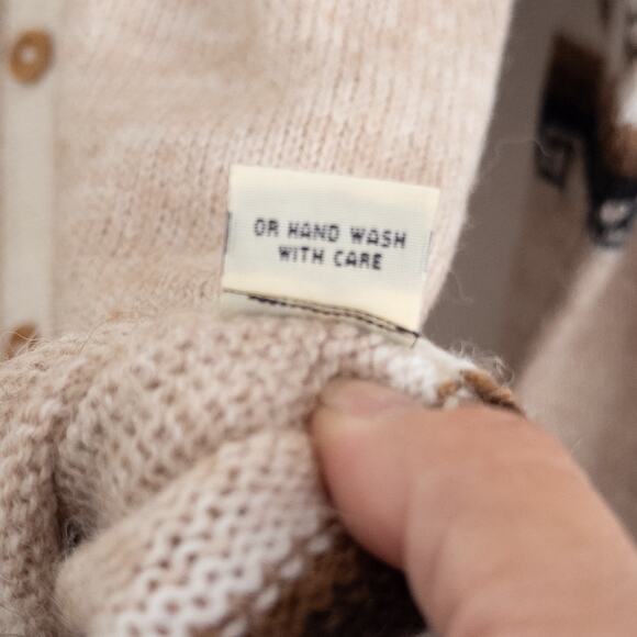 Alpaca Wool Cardigan Sweater In Neutrals Large Peru - Picture 9 of 9